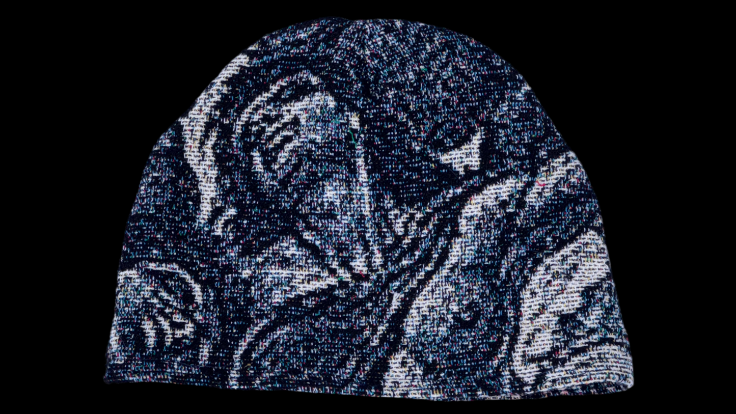 NAVY ANGELIC TAPESTRY BEANIE
